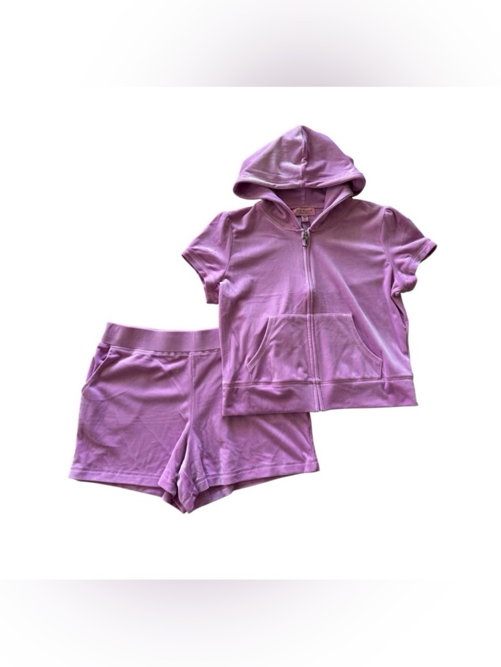JUICY COUTURE Dewberry Velour Tracksuit Hoodie Jacket Shorts Set Large NWT $189